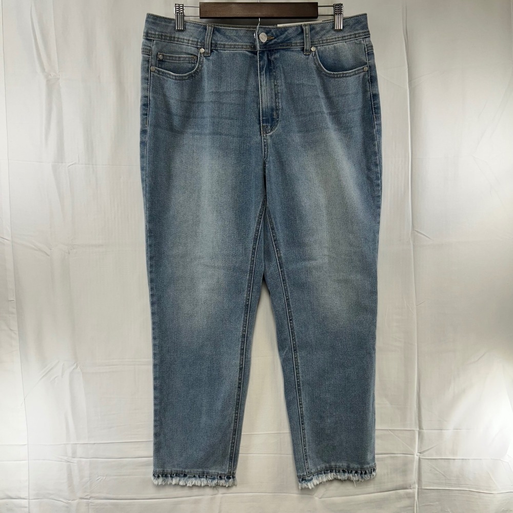 Cato Cropped Jeans Womens‎ 14 Light Blue Frayed Tulip Hem Hi-Rise